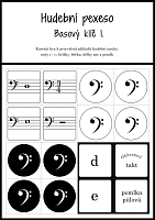 Hudební pexeso - Basový klíč 1 - 72 kartiček pro zábavnou výuku hudební nauky