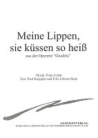 MEINE LIPPEN, SIE KÜSSEN SO HEISS by Franz Lehár / vocal + piano