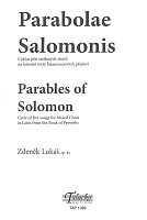 Parables of Solomon op. 44 by Zdeněk Lukáš / SATB a cappella