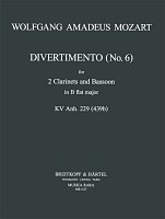 Mozart: DIVERTIMENTO No.6 in Bb Major, KV Anh. 229 (439b) / dva klarinety a fagot