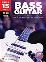 First 15 Lessons: Bass Guitar + Audio & Video Online / tablature